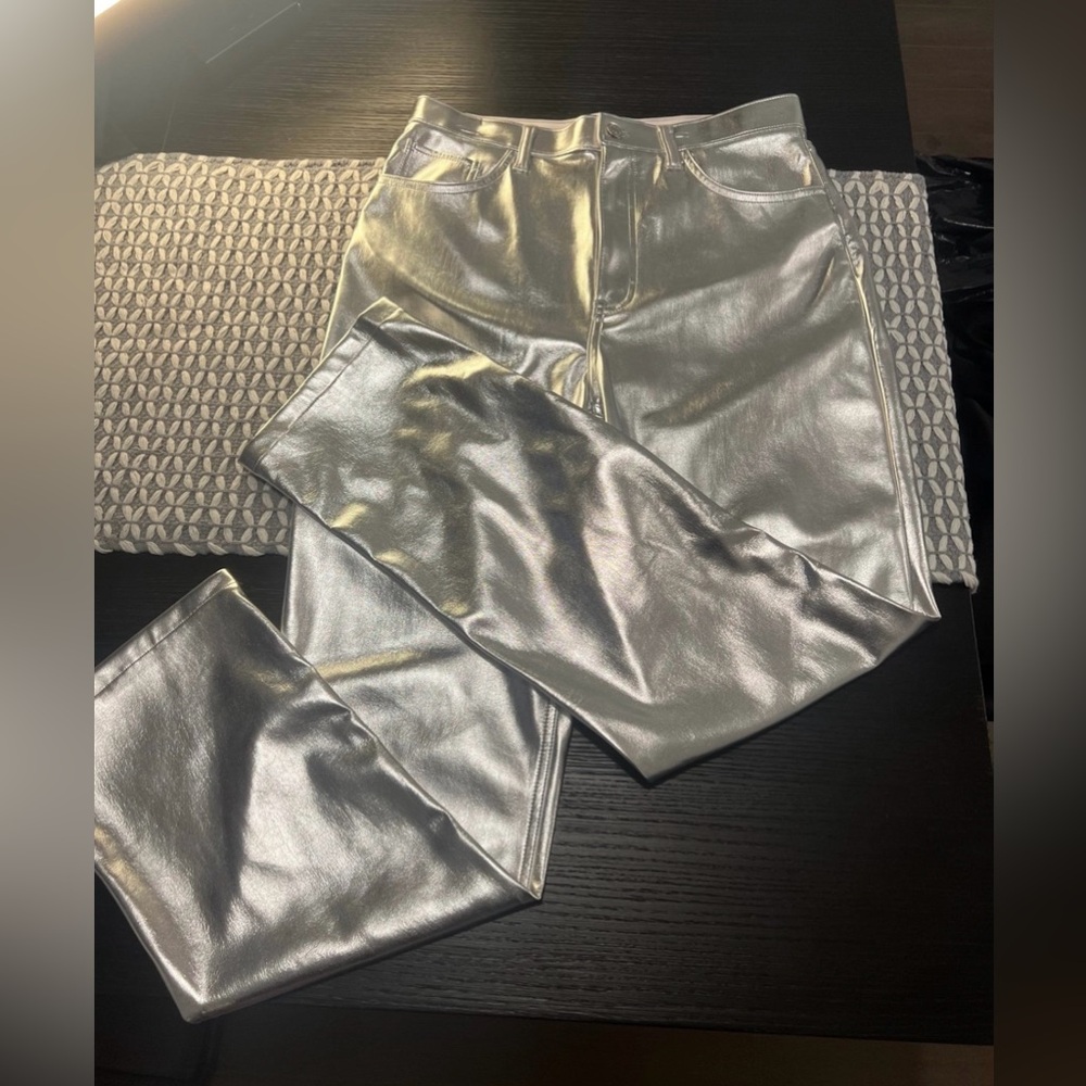 Abercrombie & Fitch Vegan Leather 90s Straight Pant